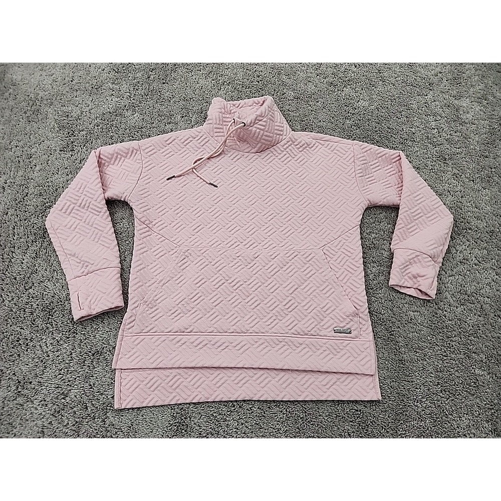 Nine West Active Pullover Womens L Pink Quilted Funnel Neck High Low Hem